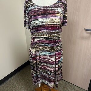 dressbarn Vibrant Patterned Midi Dress